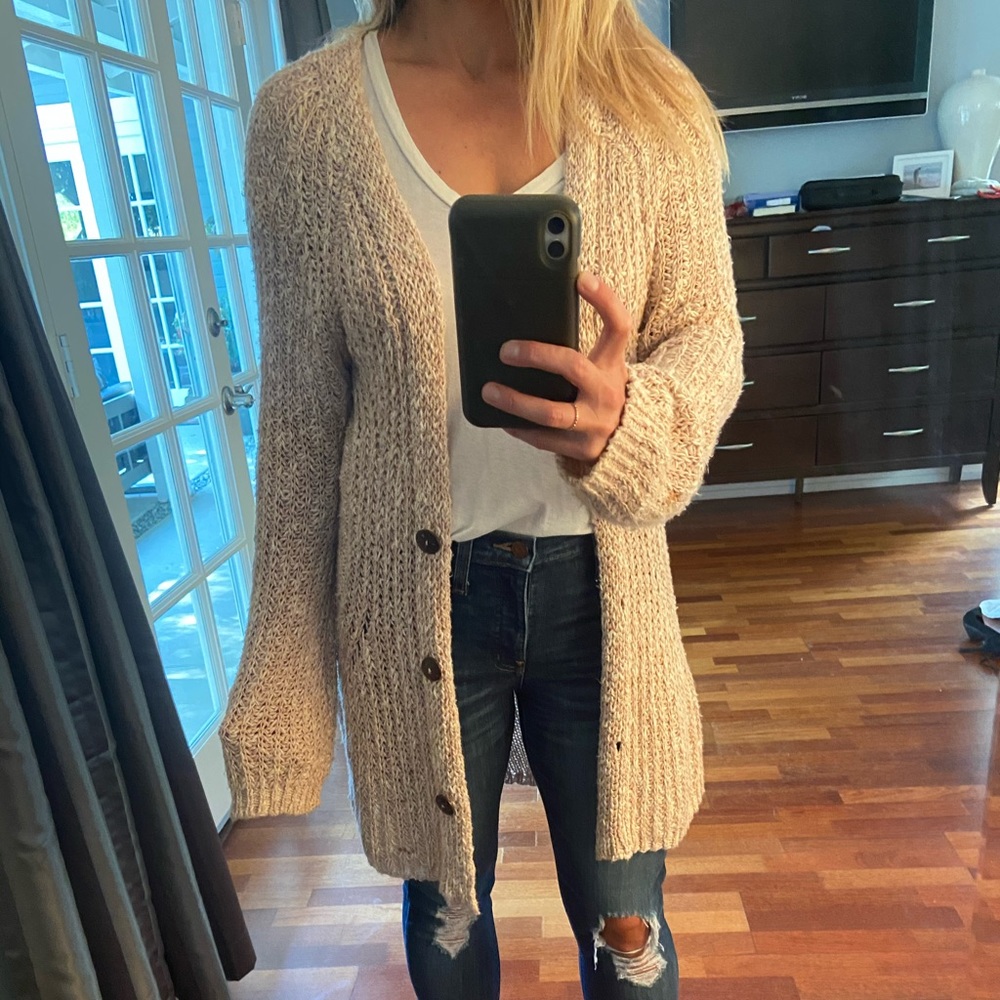 Cozy oatmeal cardigan from Anthropologie